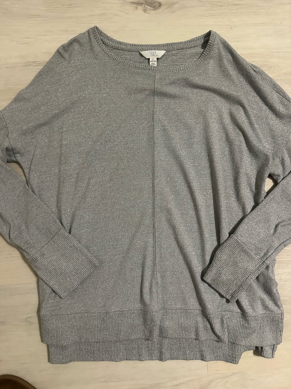 Time and Tru Silver Long Sleeve Pullover Sweater